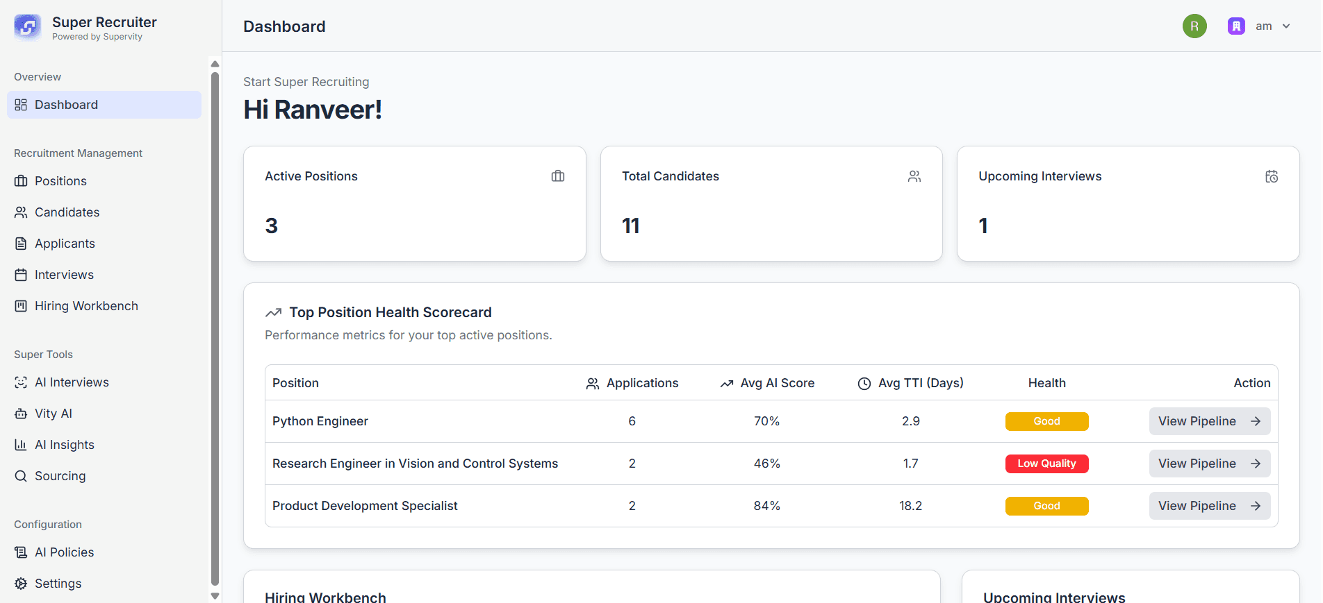 AI Recruiting Dashboard